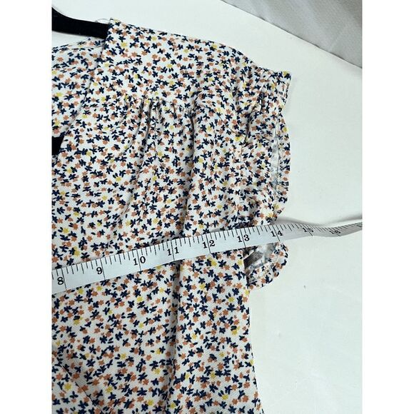 Monteau Los Angeles Womens Ruffle Sleeve Wrap Front Peplum Blouse Floral Small - Picture 6 of 8